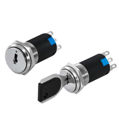 16mm Latching Stainless Steel 2/3 Position Key Switch