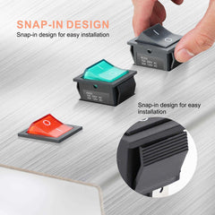 4 pins 2 position 3pcs rocker toggle switch has snap in design for easy installation