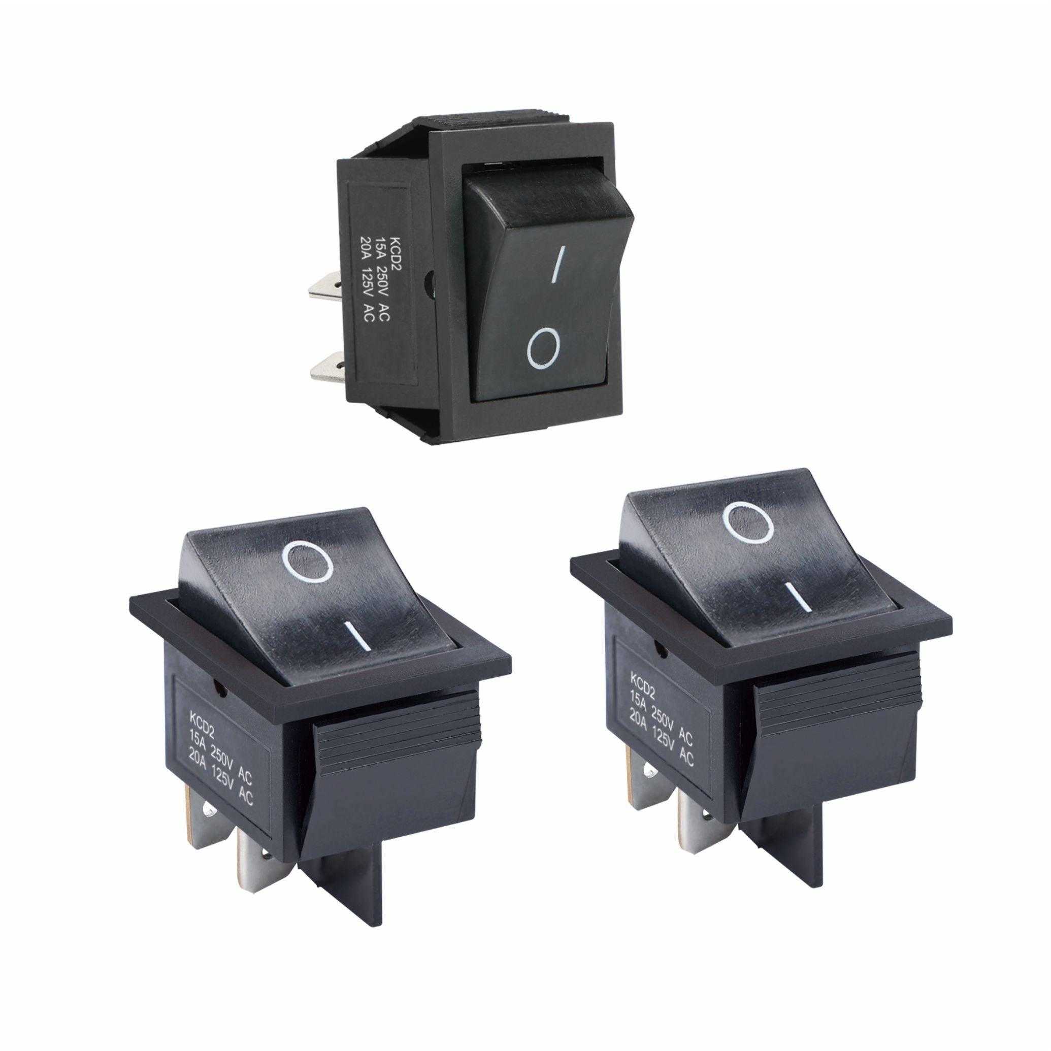 4 pins 2 position 3pcs rocker toggle switch in black color with two different angles