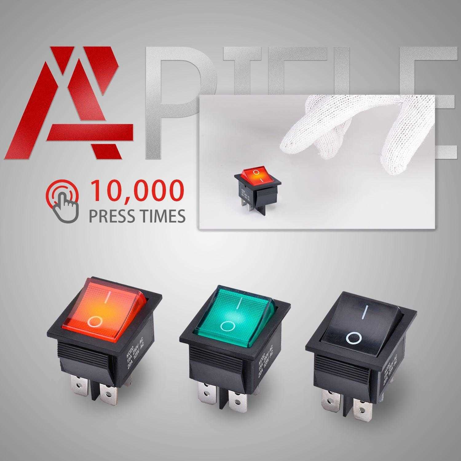 4 pins 2 position 3pcs rocker toggle switch on off ac 125v 20a 250v 16a for boat with led light can be pressed 10000 times