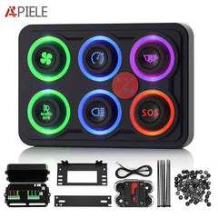 APIELE 6 Gang Multicolored Toggle Momentary Switch Panel, Electronic Relay System For Yachts Trucks Off-Road Vehicles RVs SUVs UTVs ATVs- IP68 Waterproof